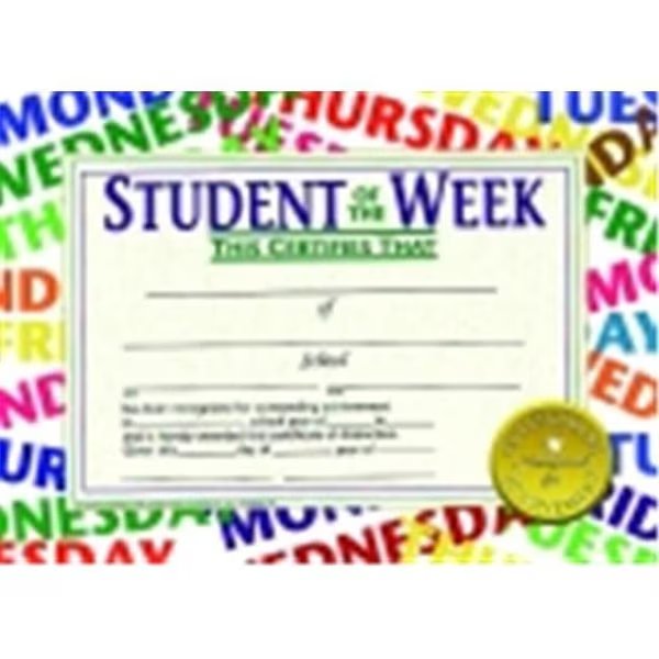 Hayes 8.5 x 11 in. Student Of The Week Certificate; Pack 30, Hayes, Mfr#: 357055